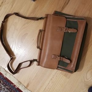 LL Bean Leatger and Canvas Messenger bag